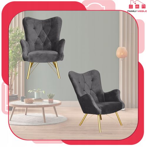 Fauteuil Scandinave Luna à Oreilles, Capitonné à Motif Coquille - Brun Foncé