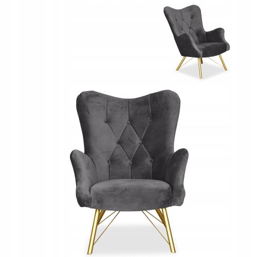 Fauteuil Scandinave Luna à Oreilles, Capitonné à Motif Coquille - Brun Foncé