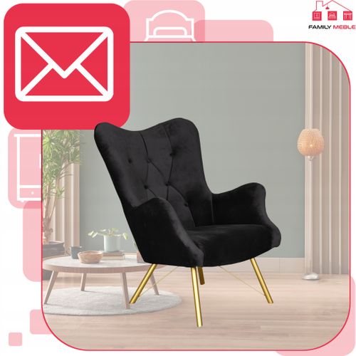 Fauteuil Scandinave Luna à Oreilles, Capitonné, Effet Coquillage, Velours Noir