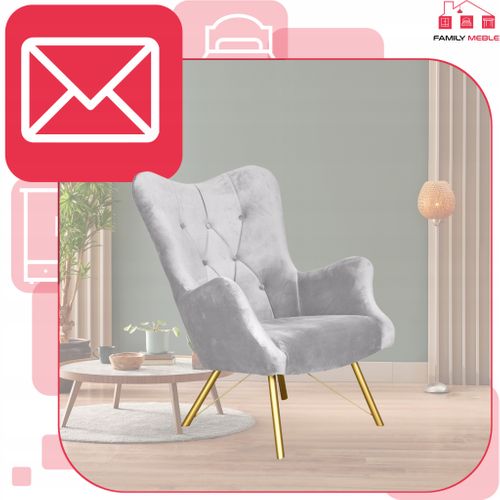 Fauteuil Scandinave Luna à Oreilles, Capitonné, Dossier En Forme De Coquillage, Velours Gris