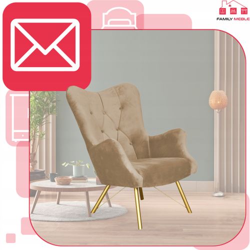 Fauteuil Scandinave à Oreilles Luna, Capitonné, Motif Coquille - Beige/marron