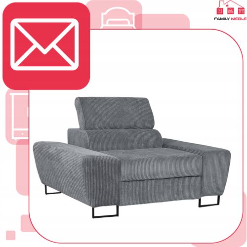 Fauteuil Relax Savio Pour Salon, En Velours Côtelé Gris, Avec Appui-tête Réglable