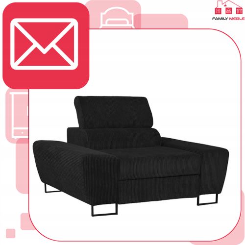 Fauteuil Relax Savio — Velours Côtelé Noir, Appui‑tête Réglable