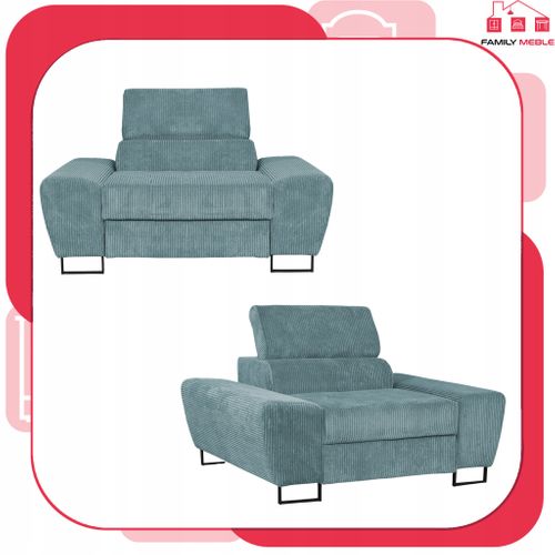 Fauteuil Relax Savio Pour Le Salon, En Velours Côtelé Vert Clair, Avec Appuie-tête Réglable