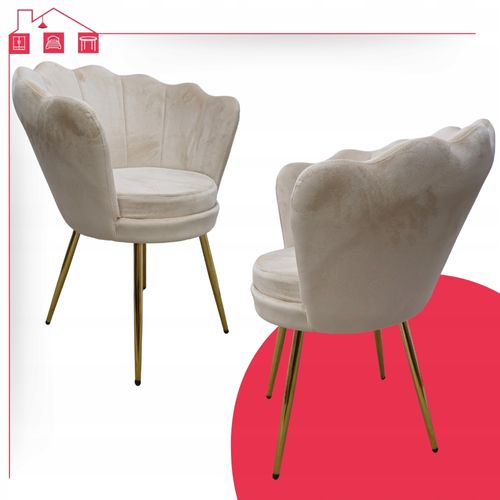 Chaise / Fauteuil Coquillage Glamour En Velours Beige — Novio