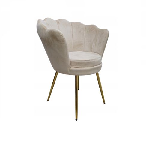 Chaise / Fauteuil Coquillage Glamour En Velours Beige — Novio