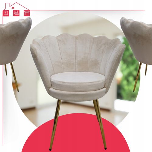 Chaise / Fauteuil Coquillage Glamour En Velours Beige — Novio