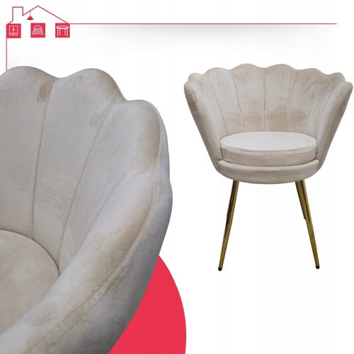 Chaise / Fauteuil Coquillage Glamour En Velours Beige — Novio