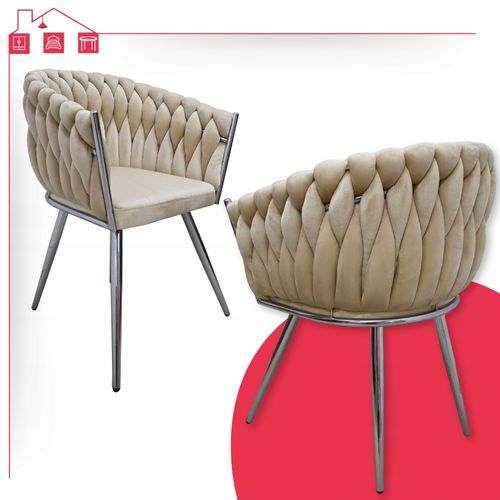 Fauteuil Tilo En Velours Beige — Siège Décoratif Autoportant