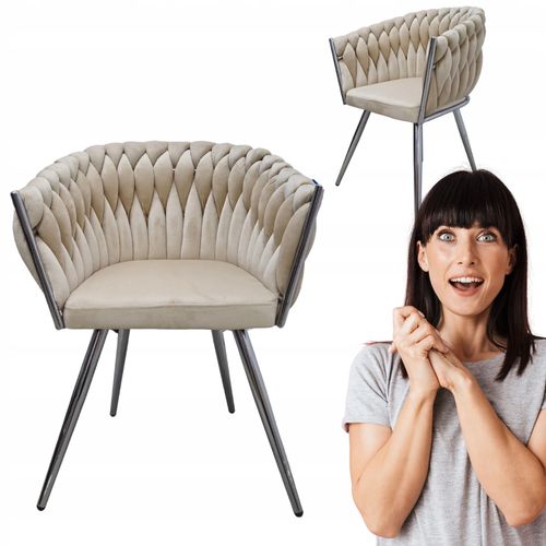 Fauteuil Tilo En Velours Beige — Siège Décoratif Autoportant