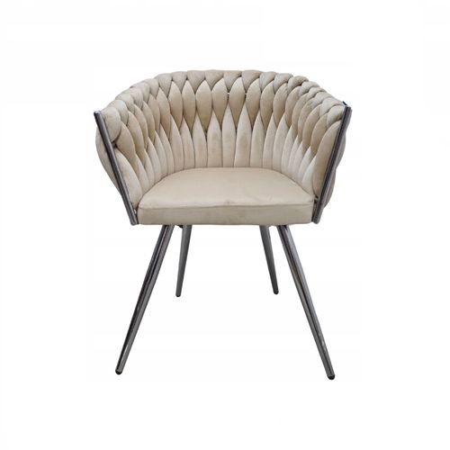 Fauteuil Tilo En Velours Beige — Siège Décoratif Autoportant