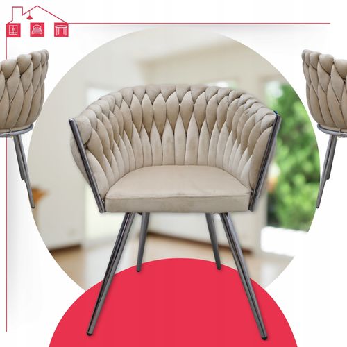 Fauteuil Tilo En Velours Beige — Siège Décoratif Autoportant