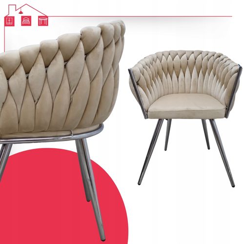 Fauteuil Tilo En Velours Beige — Siège Décoratif Autoportant