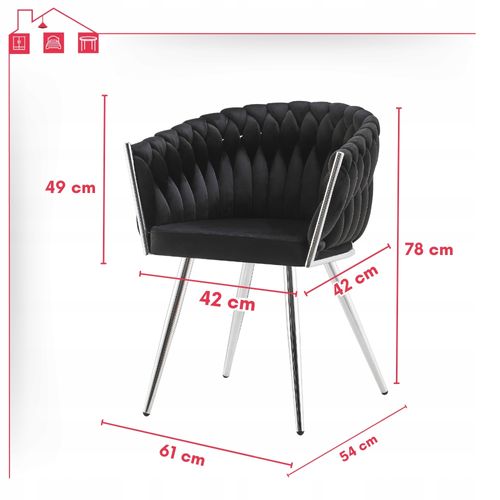 Chaise Tilo Noire Avec Accoudoirs — Fauteuil Autoportant