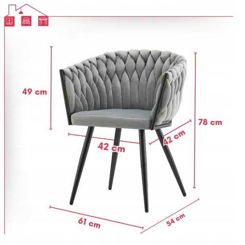Chaise/fauteuil En Velours Tilo, Gris, Autoportant