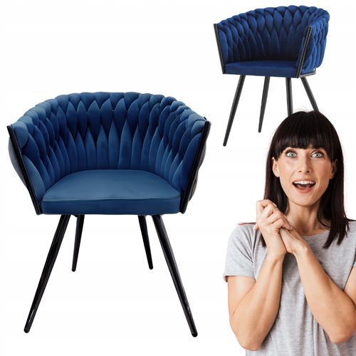 Chaise à Accoudoirs Tilo — Fauteuil Indépendant Bleu Marine