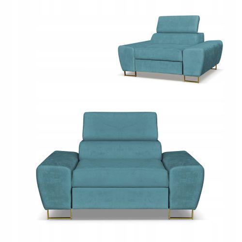 Fauteuil Relax Bosso En Velours Bleu, Appuie-tête Réglable Pour Salon