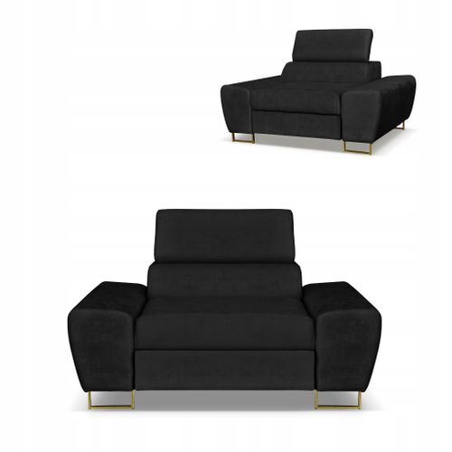 Fauteuil Relax Bosso - Collection Pour Le Salon, Velours Noir, Appui‑tête Réglable