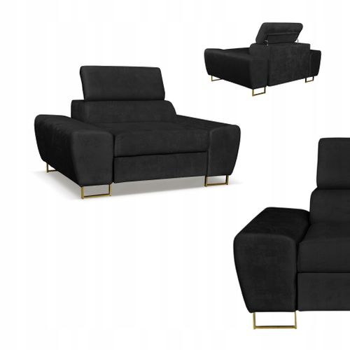 Fauteuil Relax Bosso - Collection Pour Le Salon, Velours Noir, Appui‑tête Réglable