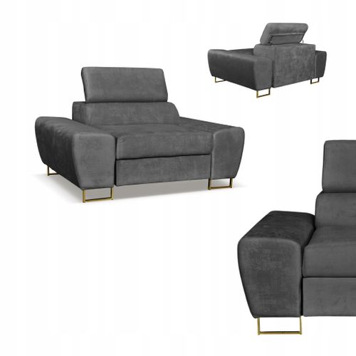 Bosso — Fauteuil Relax De Salon En Velours Gris, Appuie‑tête Réglable