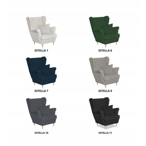 Fauteuil à Oreilles Scandinave Rene — Velours Côtelé Beige à Rayures, Tendance