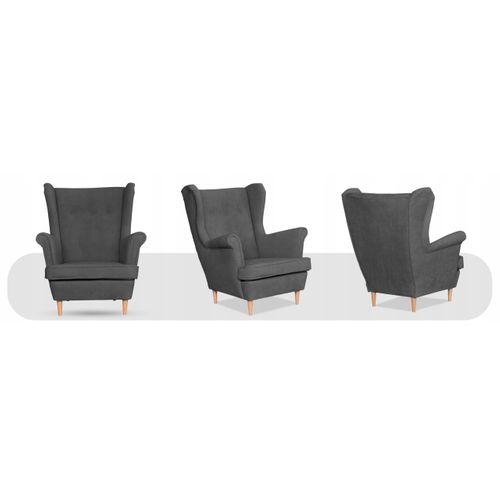 Fauteuil à Oreilles Scandinave En Velours, Hunter — Gris