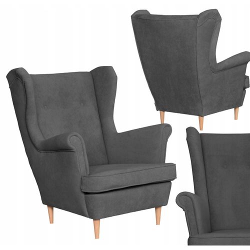 Fauteuil à Oreilles Scandinave En Velours, Hunter — Gris