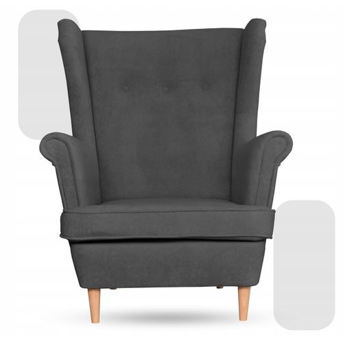 Fauteuil à Oreilles Scandinave En Velours, Hunter — Gris