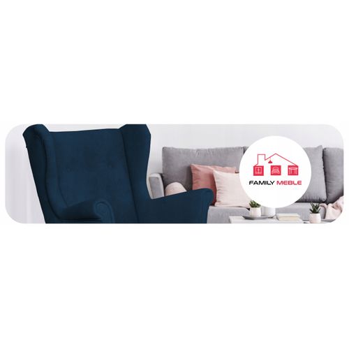 Fauteuil à Oreilles Scandinave En Velours Hunter — Bleu Marine