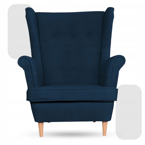 Fauteuil à Oreilles Scandinave En Velours Hunter — Bleu Marine