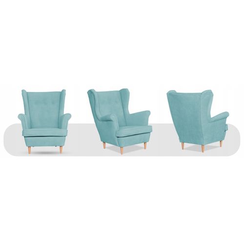 Fauteuil à Oreilles Scandinave En Velours Hunter Bleu Ciel