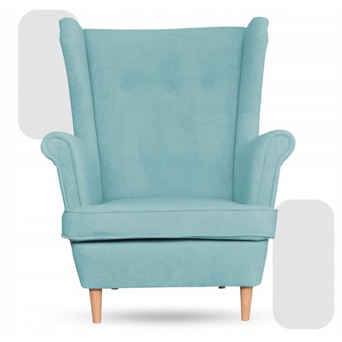Fauteuil à Oreilles Scandinave En Velours Hunter Bleu Ciel