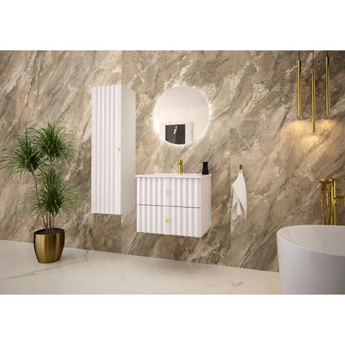 Meuble Colonne De Salle De Bain Suspendu Aqua Blanc 35 X 130 Cm