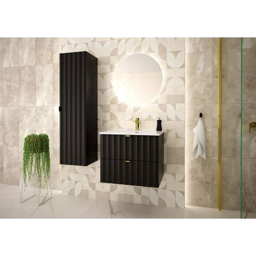 Colonne De Salle De Bain Suspendu Arcos Noir 35 X 130 Cm