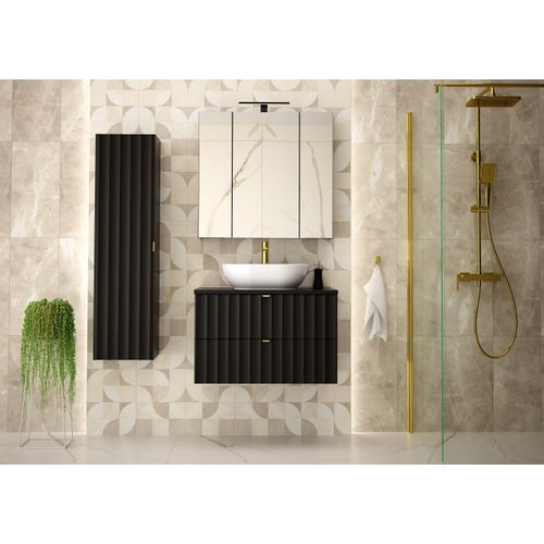 Colonne De Salle De Bain Suspendu Arcos Noir 35 X 130 Cm