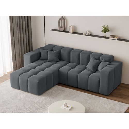 Canapé D'angle Méridienne Gauche Loopo Tissu Velours Gris Foncé