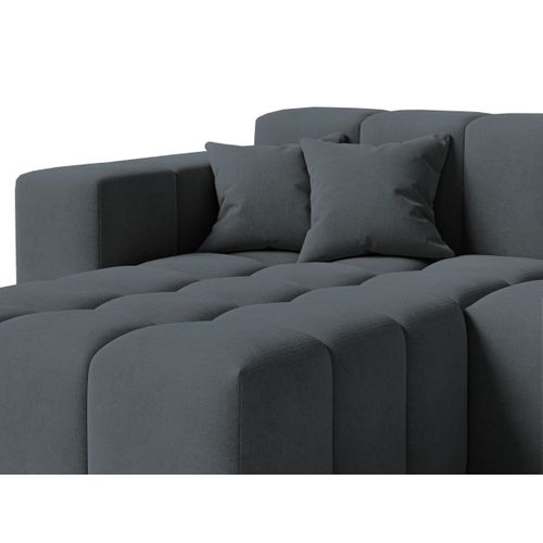 Canapé D'angle Méridienne Gauche Loopo Tissu Velours Gris Foncé