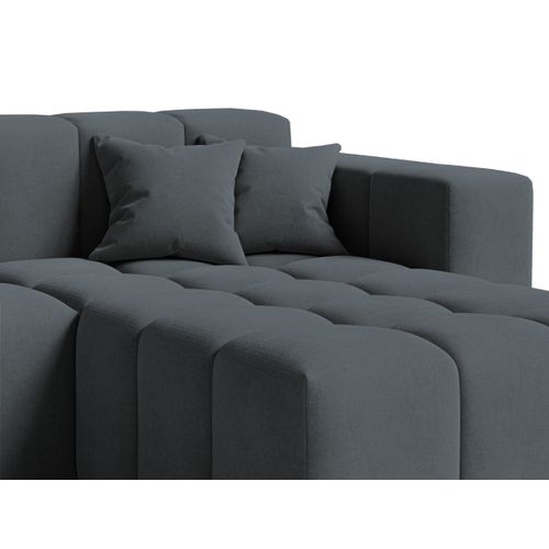 Canapé D'angle Méridienne Droite Loopo Tissu Velours Gris Foncé