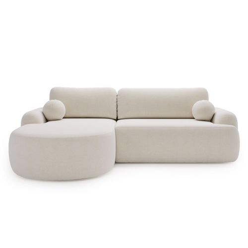 Canapé D'angle Convertible Méridienne Gauche Aurio Tissu Velours blanc