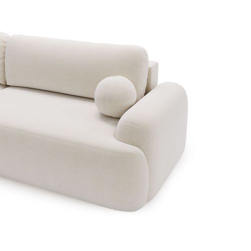 Canapé D'angle Convertible Méridienne Gauche Aurio Tissu Velours blanc