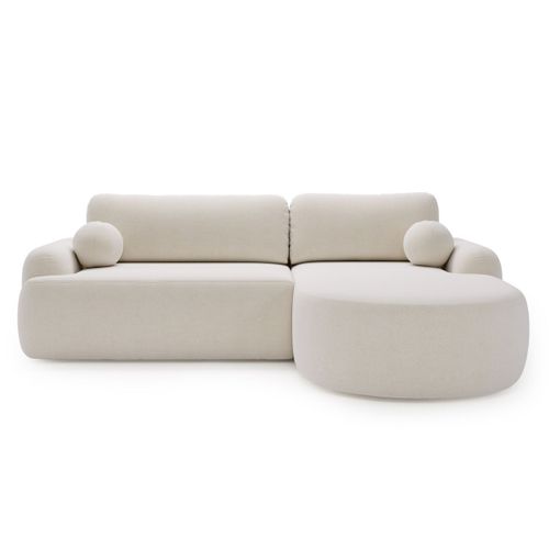 Canapé D'angle Convertible Méridienne Droite Aurio Tissu Velours blanc