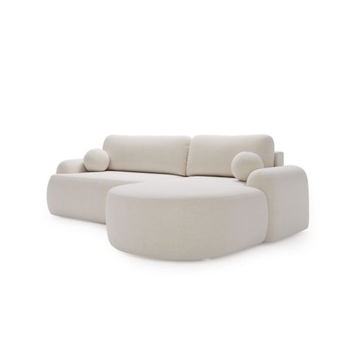 Canapé D'angle Convertible Méridienne Droite Aurio Tissu Velours blanc