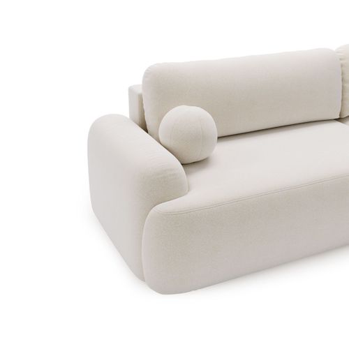 Canapé D'angle Convertible Méridienne Droite Aurio Tissu Velours blanc