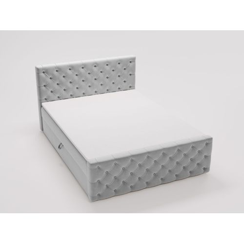 Lit Continental Montego Avec Rangement - 120 X 200 - Double - Velours - Gris Clair