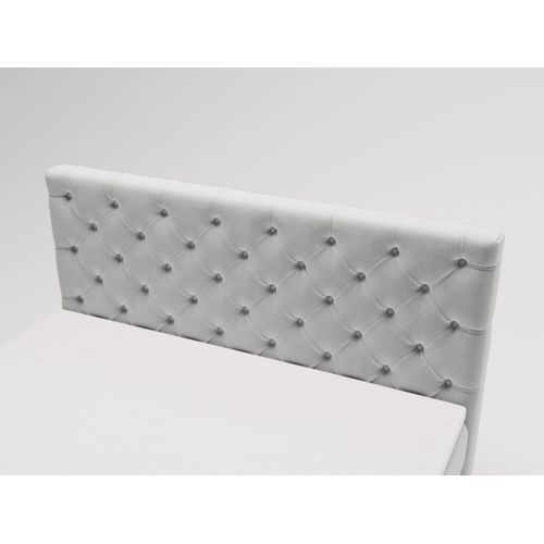 Lit Continental Montego Avec Rangement - 120 X 200 - Double - Velours - Gris Clair
