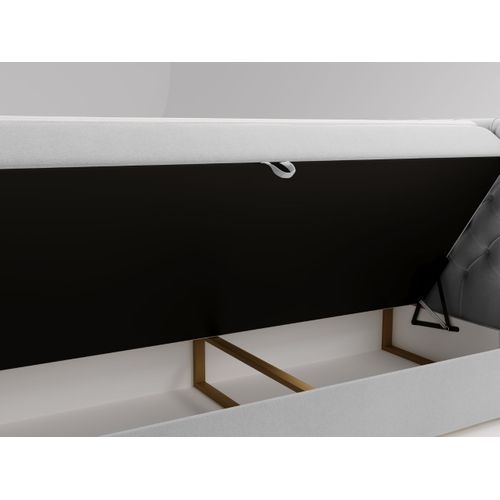 Lit Continental Montego Avec Rangement - 120 X 200 - Double - Velours - Gris Clair