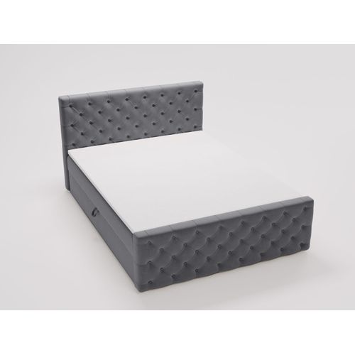 Lit Continental Montego Avec Rangement - 120 X 200 - Double - Velours - Gris