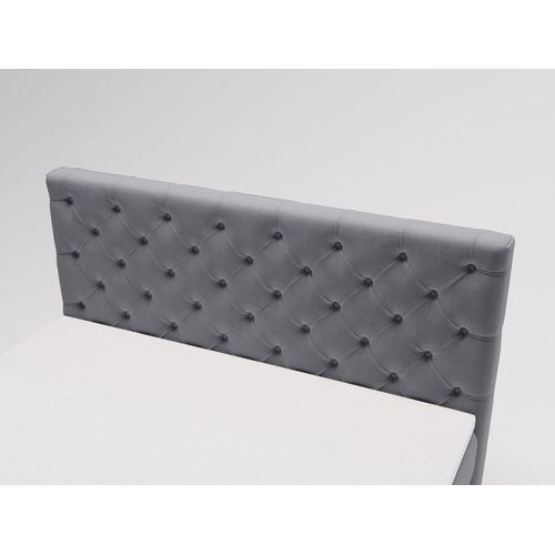 Lit Continental Montego Avec Rangement - 120 X 200 - Double - Velours - Gris