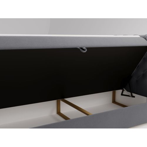 Lit Continental Montego Avec Rangement - 120 X 200 - Double - Velours - Gris