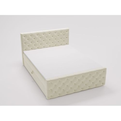 Lit Continental Montego Avec Rangement - 140 X 200 - Double - Velours - Crème